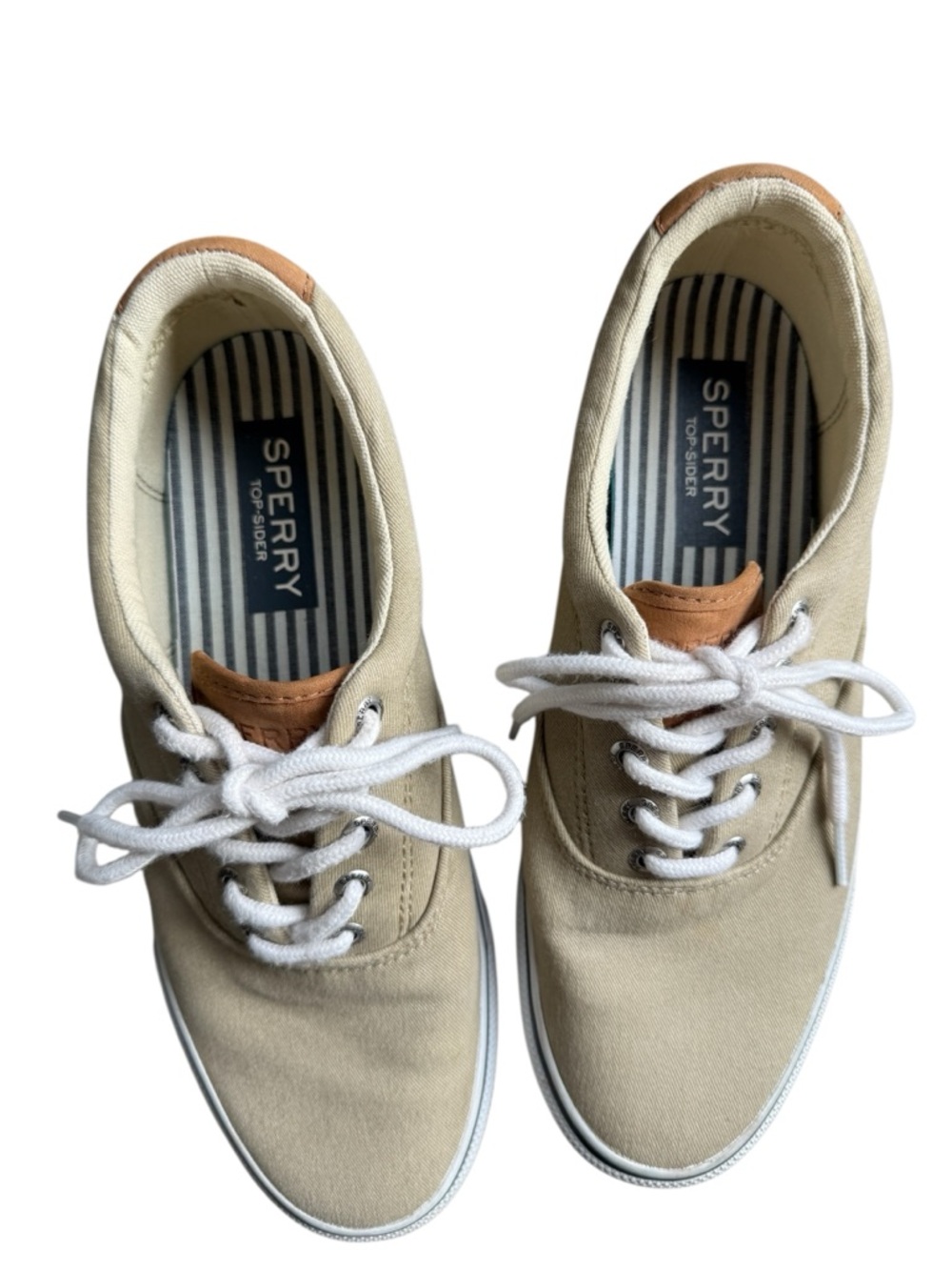 Men's Canvas Lace-Up Sneakers in Beige